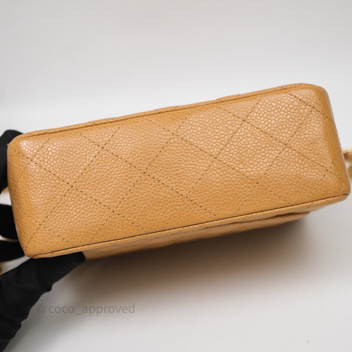Chanel Vintage Mini Square Beige Caviar Gold Hardware
