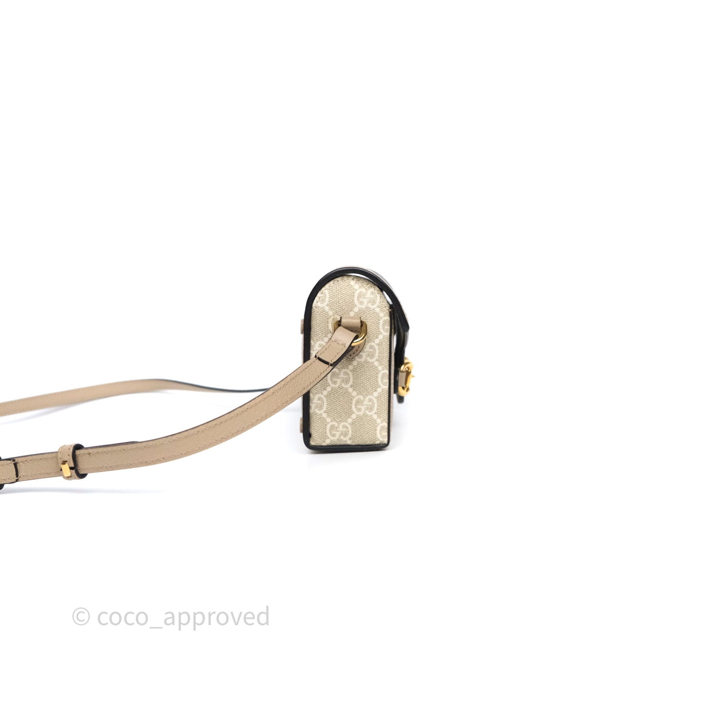 Gucci Horsebit 1955 Mini Bag Beige/ White GG Supreme Canvas Gold Hardware
