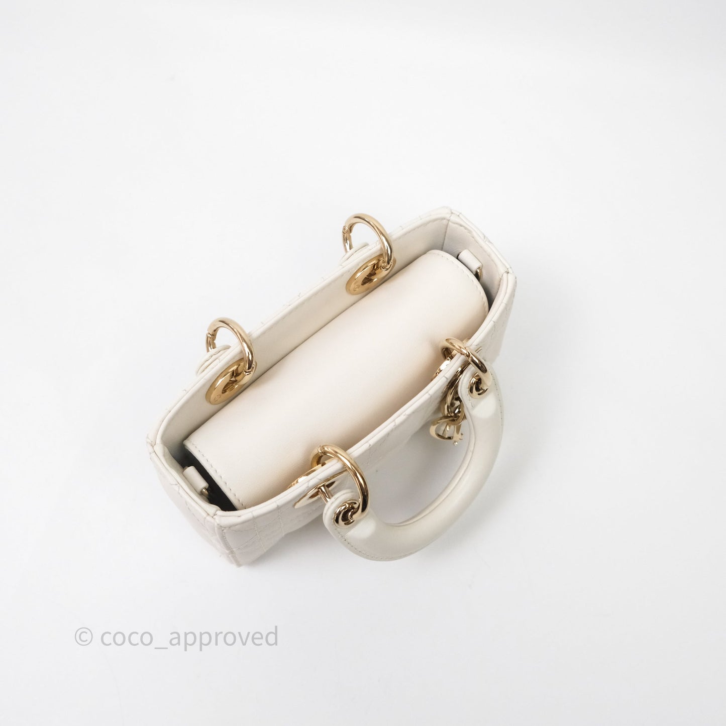 Christian Dior Micro Lady D-Joy Bag Latte Cannage Lambskin Gold Hardware