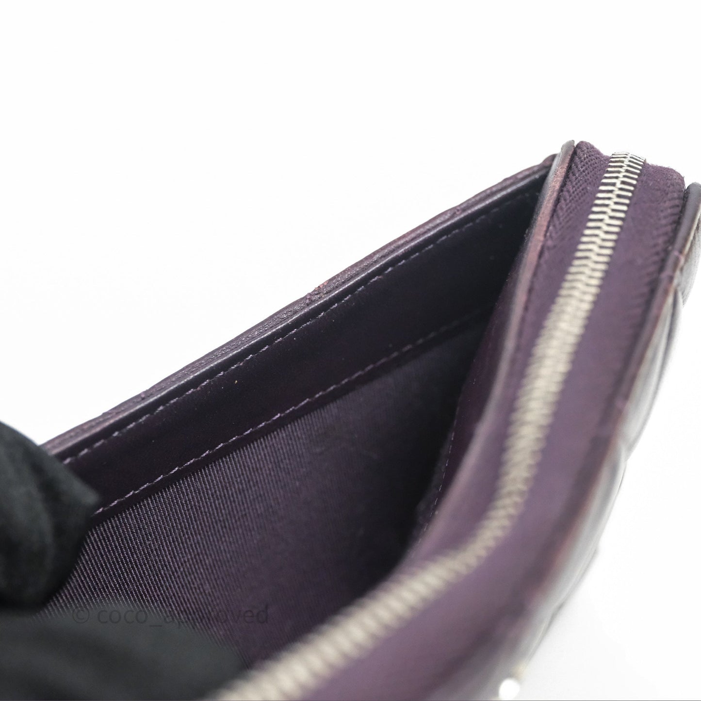 Chanel Classic Zipped Long Wallet Dark Purple Lambskin Silver Hardware