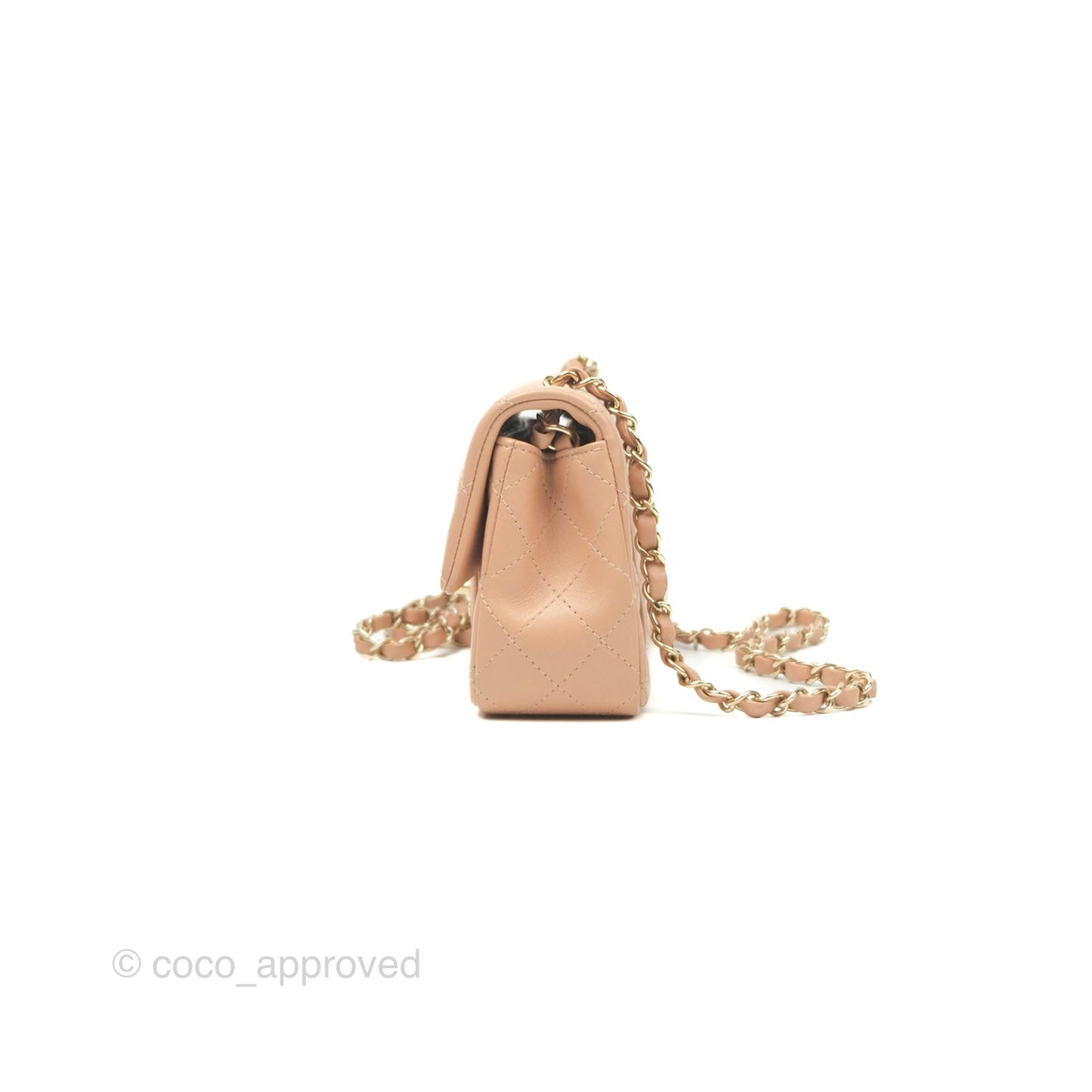 Chanel Quilted Mini Rectangular Beige Lambskin Gold Hardware