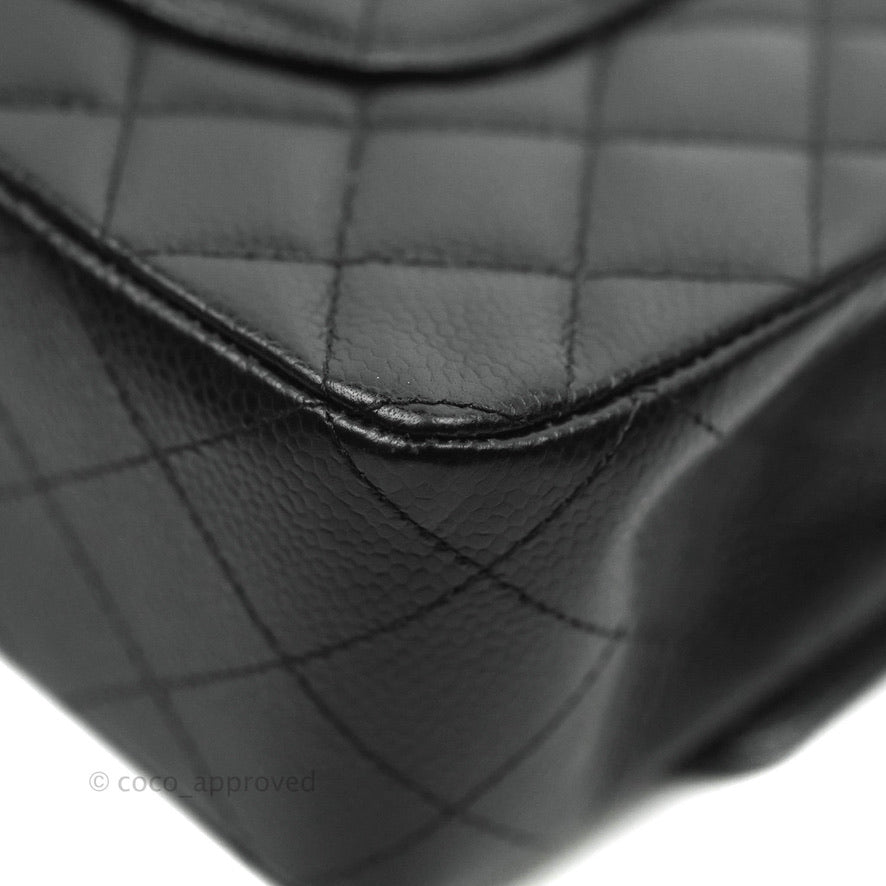 Chanel Classic Double Flap M/L Black Caviar Gold Hardware