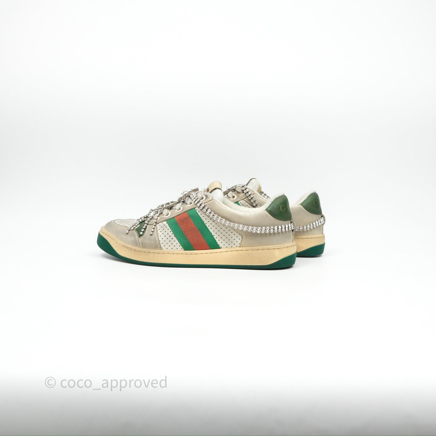 Gucci Crystals Embellished Low Top Sneakers Size 37