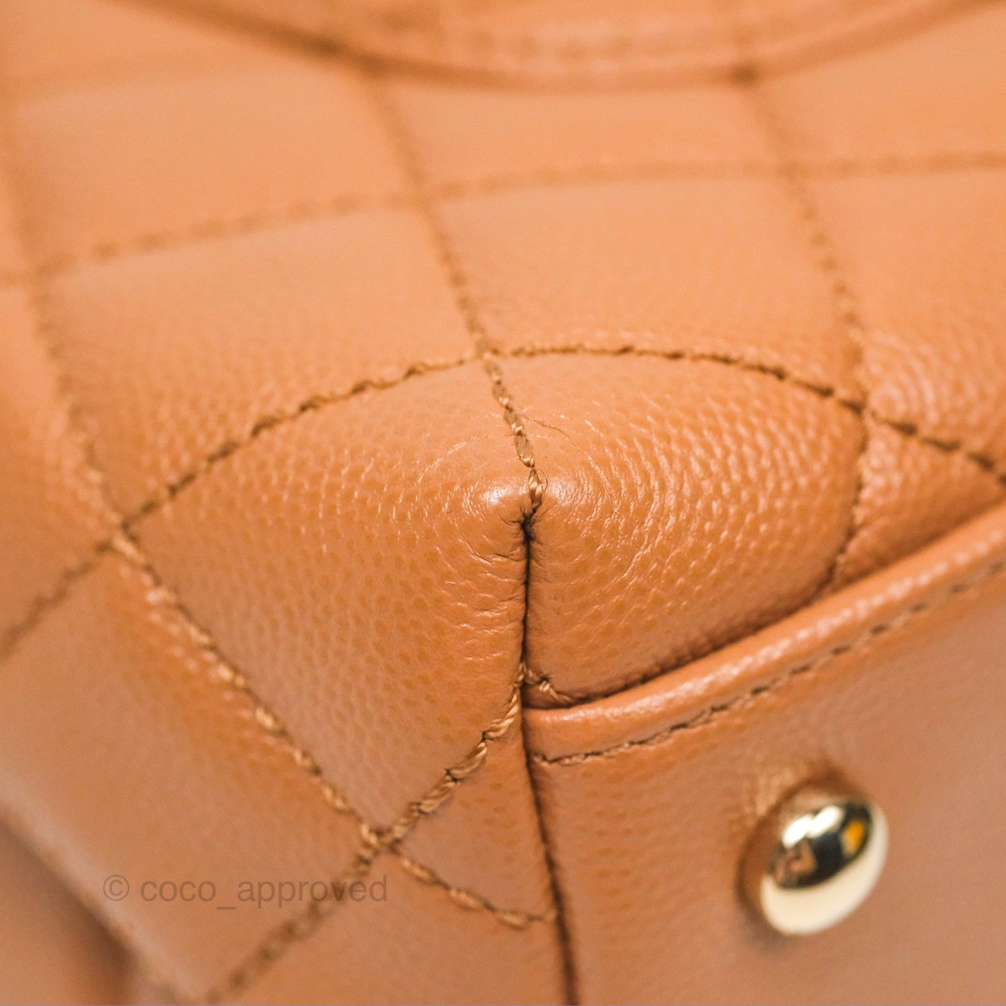 Chanel Small Coco Handle Quilted Dark Beige Caviar Gold Hardware