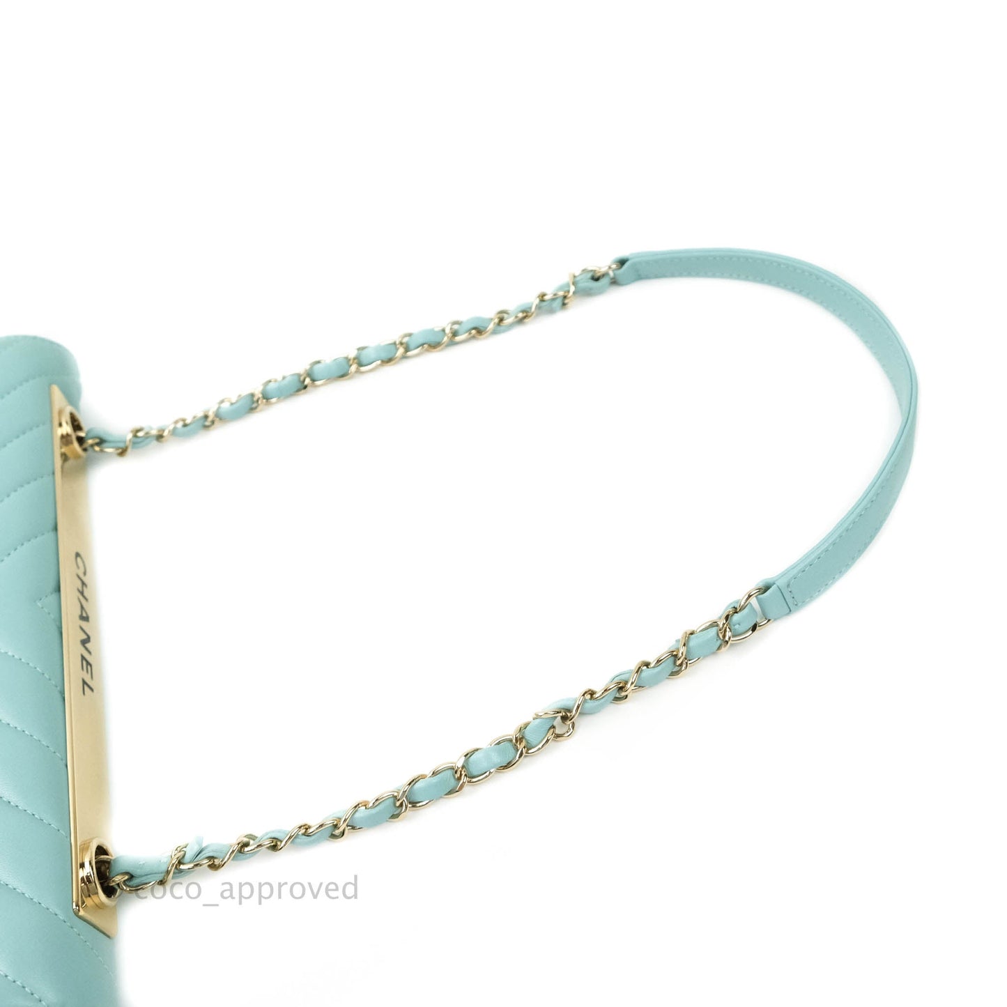Chanel Trendy CC Chevron Lambskin Flap Bag Tiffany Blue Gold Hardware