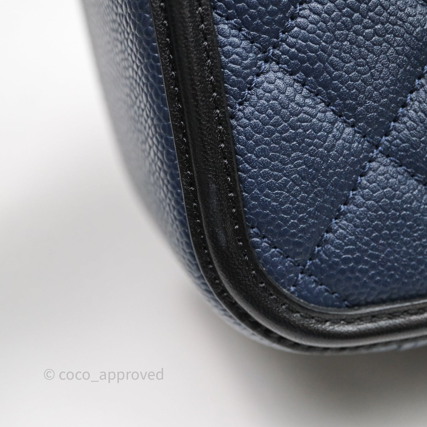 Chanel Quilted Large CC Filigree Vanity Case Navy Black Caviar