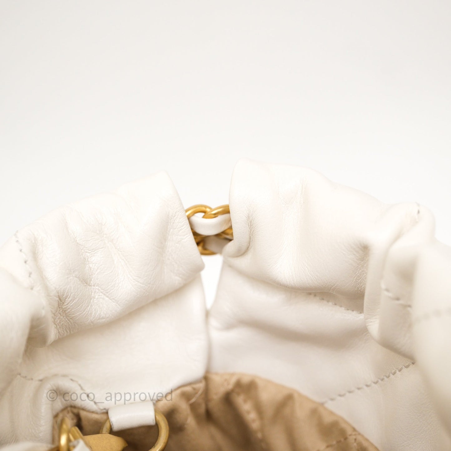 Chanel 22 Mini Bag White Calfskin Aged Gold Hardware