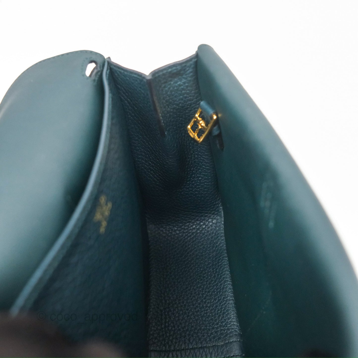 Hermès Halzan 25 Taurillon Clemence 60 Vert Cypres Gold Hardware