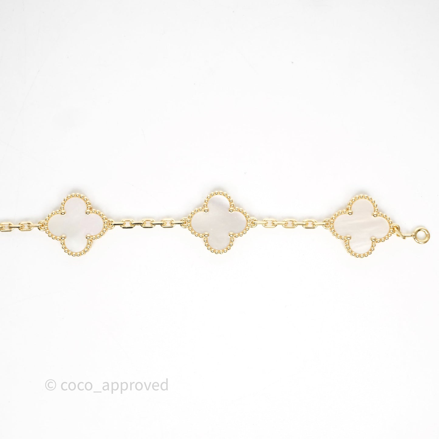 Van Cleef & Arpels Vintage Alhambra 5 Motifs White Yellow Gold Bracelet