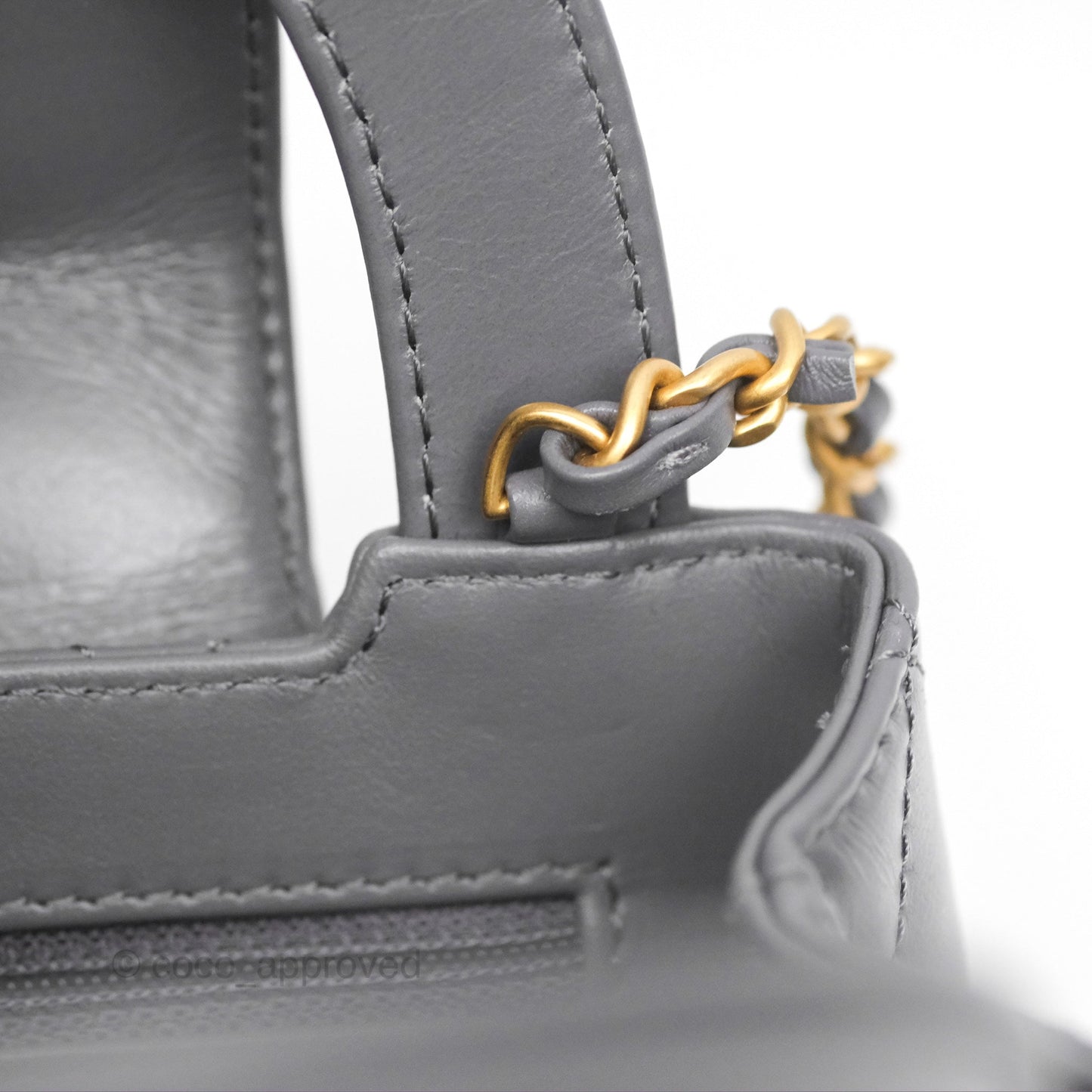 Chanel Kelly Bag Quilted Grey Shiny Calfskin Aged Gold Hardware