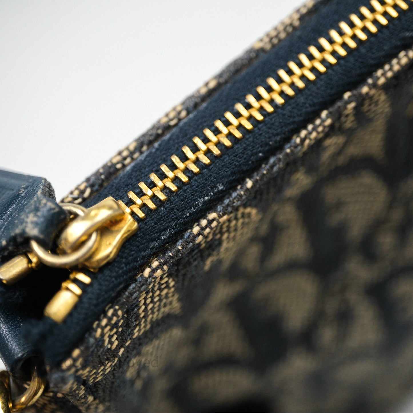 Christian Dior Vintage Mini Saddle Bag Blue Oblique Jacquard