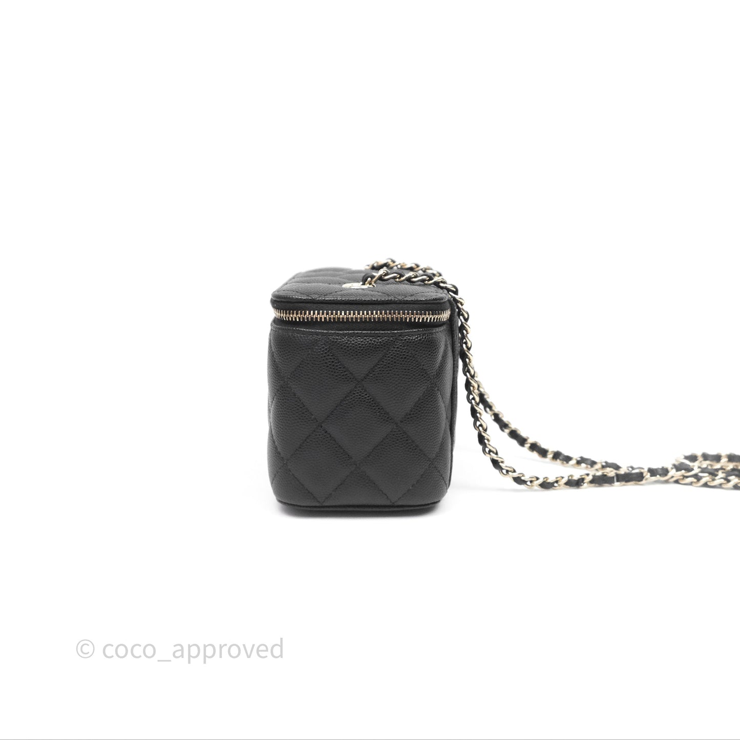 Chanel Vanity Rectangular With Chain Black Caviar Gold Hardware