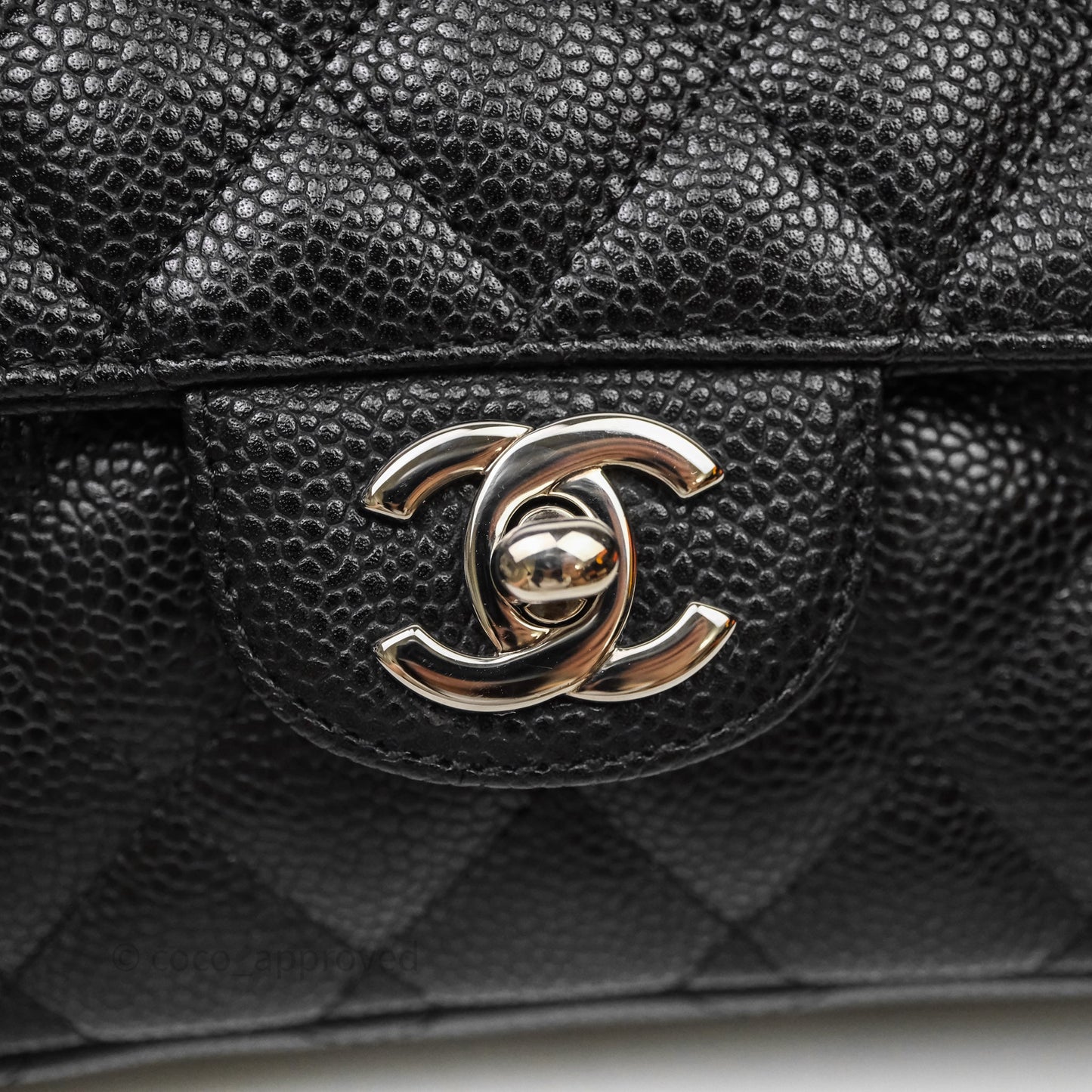 Chanel East West Flap Bag Black Caviar Silver Hardware