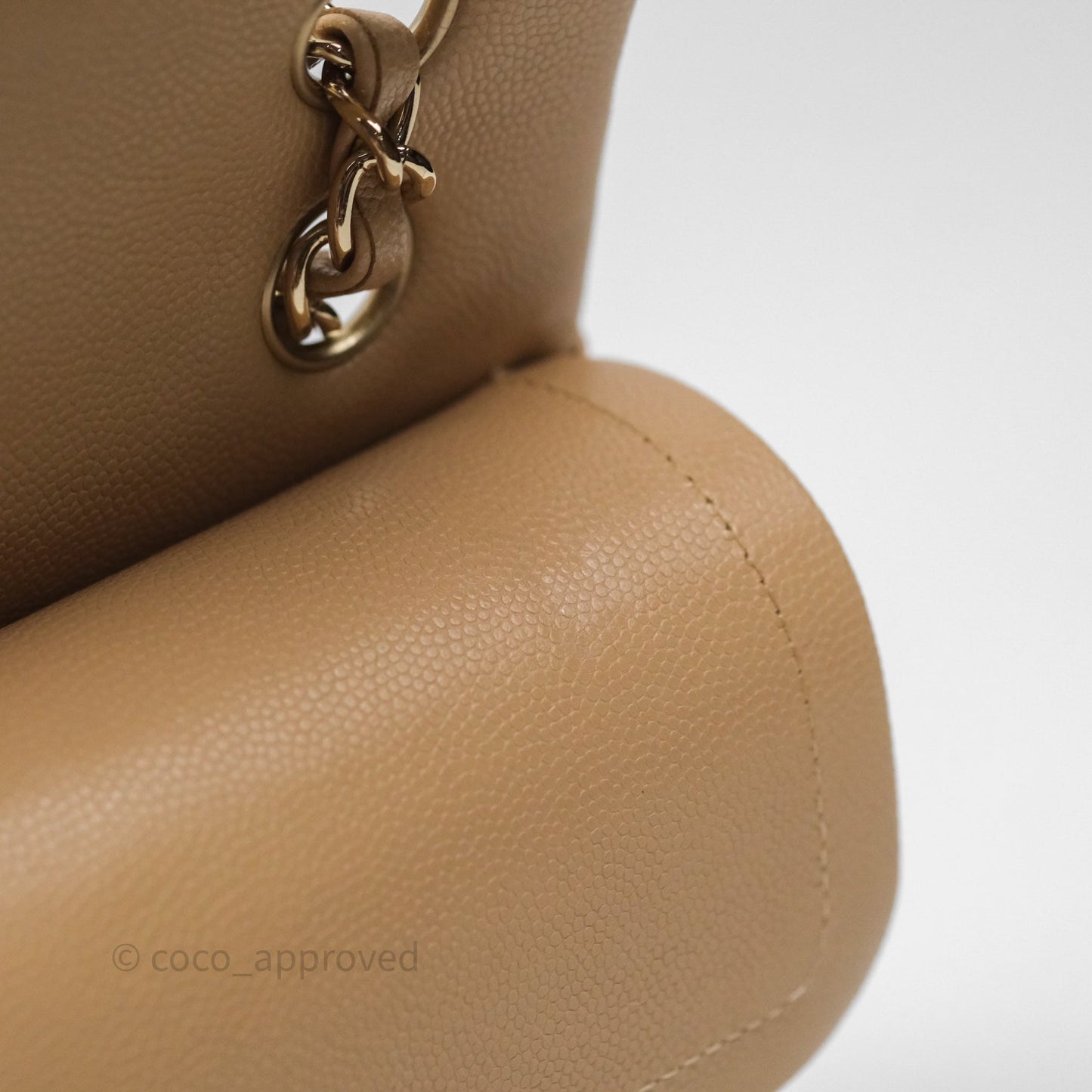 Chanel Classic Small S/M Quilted Flap Beige Caviar Gold Hardware