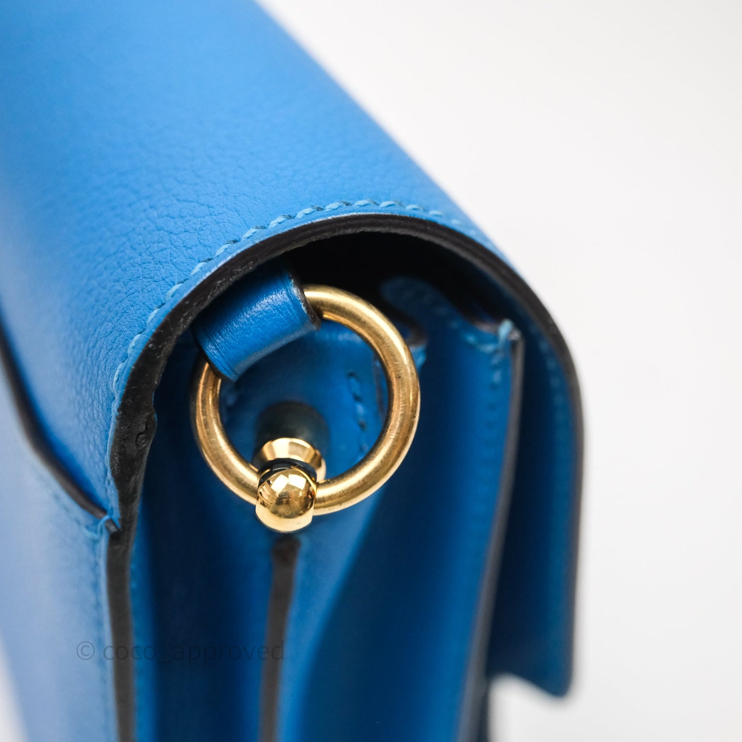 Hermès Roulis Mini 18 Bleu Zanzibar B3 Evercolor Gold Hardware