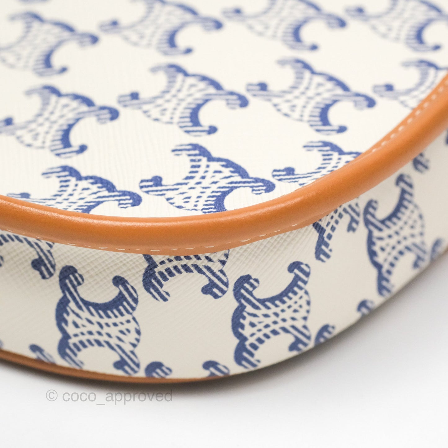 Celine Mini Besace Triomphe Embroidery Calfskin White/ Blue