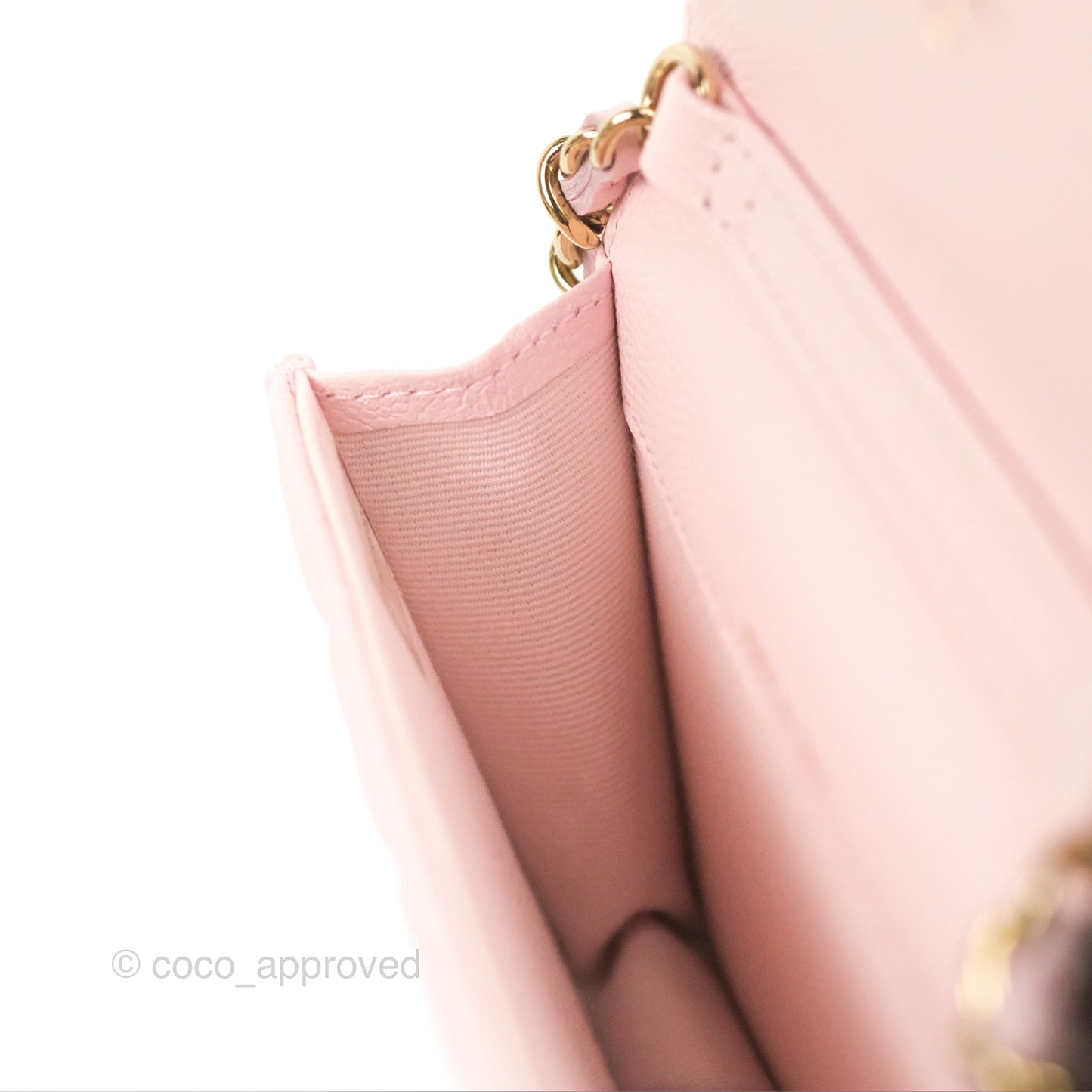 Chanel Mini Wallet With Chain Light Pink Caviar Gold Hardware