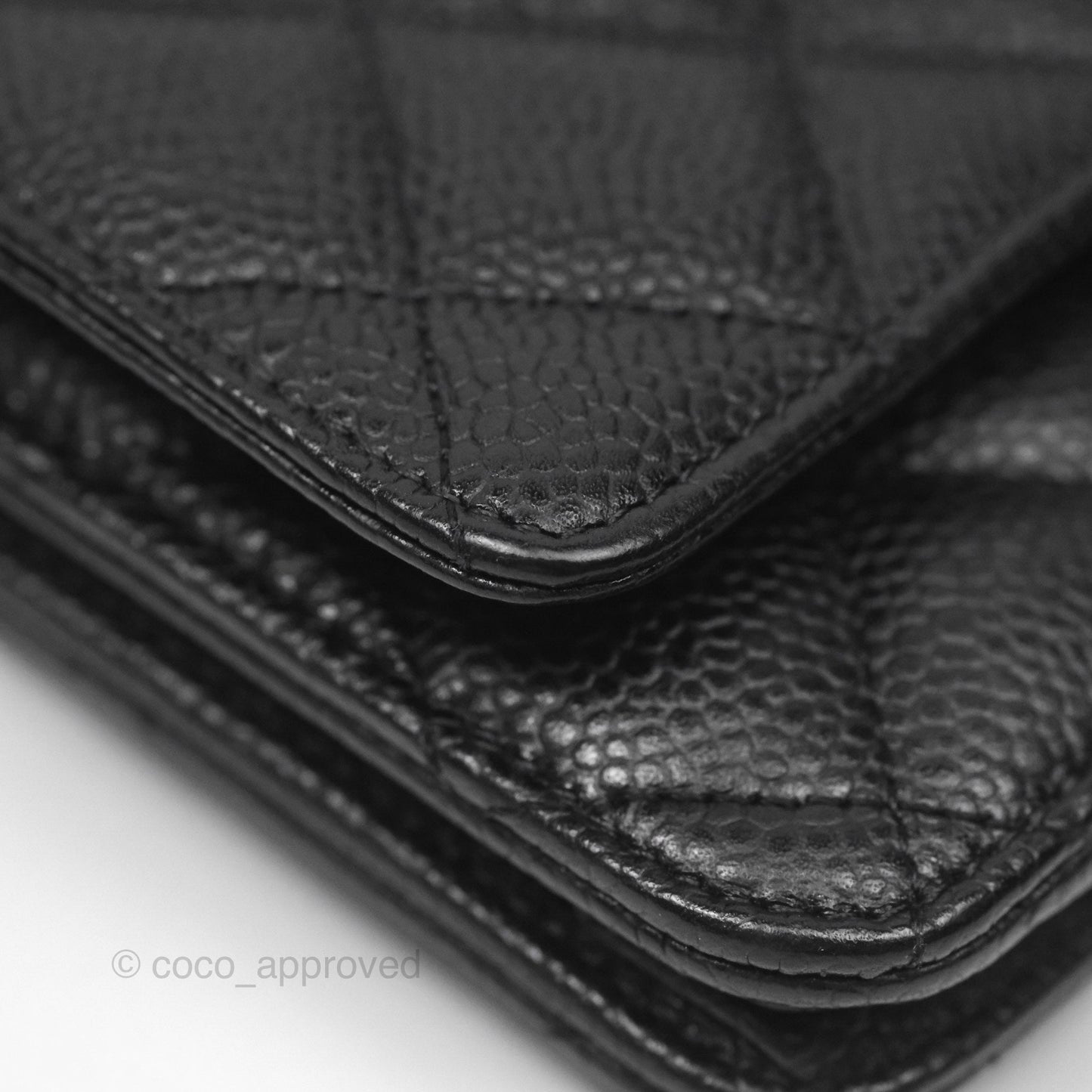 Chanel Classic Wallet On Chain WOC Quilted Black Caviar Gold Hardware