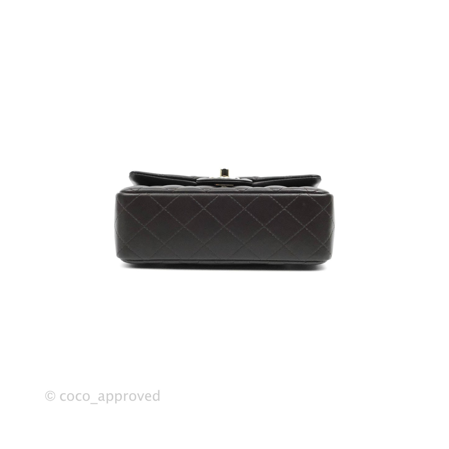 Chanel Quilted Mini Rectangular Lambskin Chocolate Brown Gold Hardware