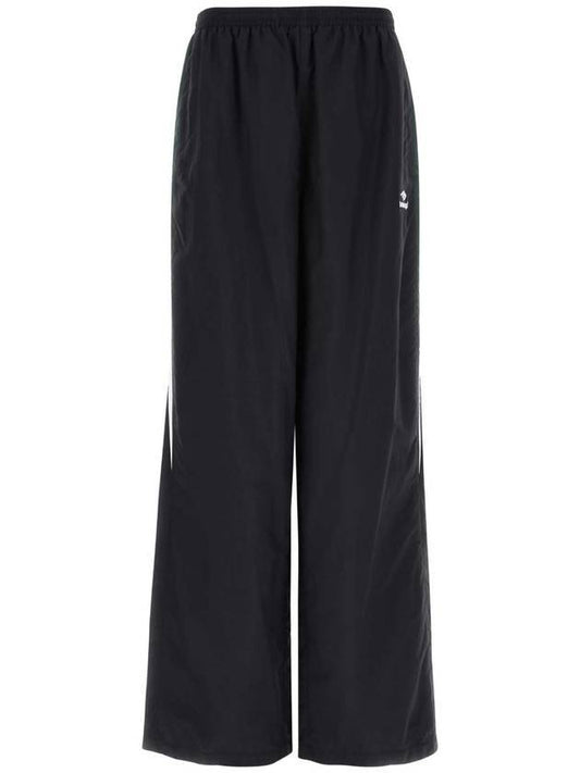 Luxury Balenciaga Embroidered Logo Nylon Track Pants Black