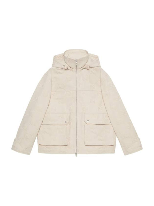 Luxury Gucci Trending 2025 Jumbo GG Canvas Puffer Hooded Jacket White