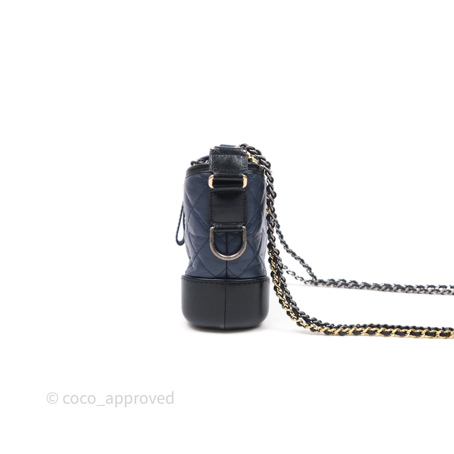Chanel Quilted Small Gabrielle Hobo Navy Black Aged Calfskin Mixed Hardware