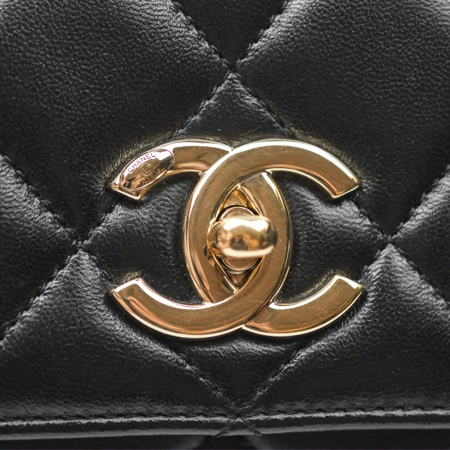 Chanel Small Trendy CC Black Lambskin Gold Hardware