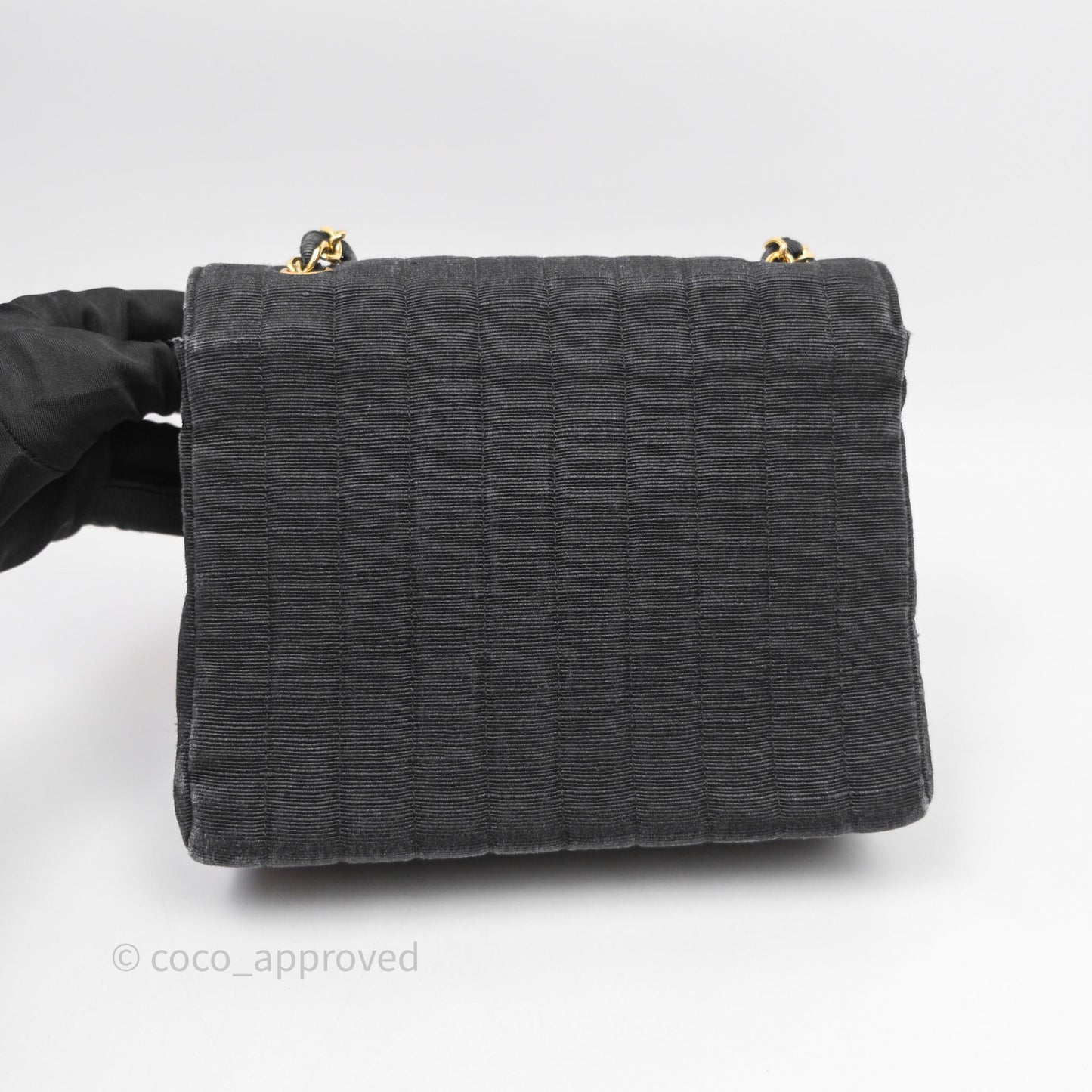 Chanel Vintage Small Flap Bag Black Grosgrain 24K Gold Hardware