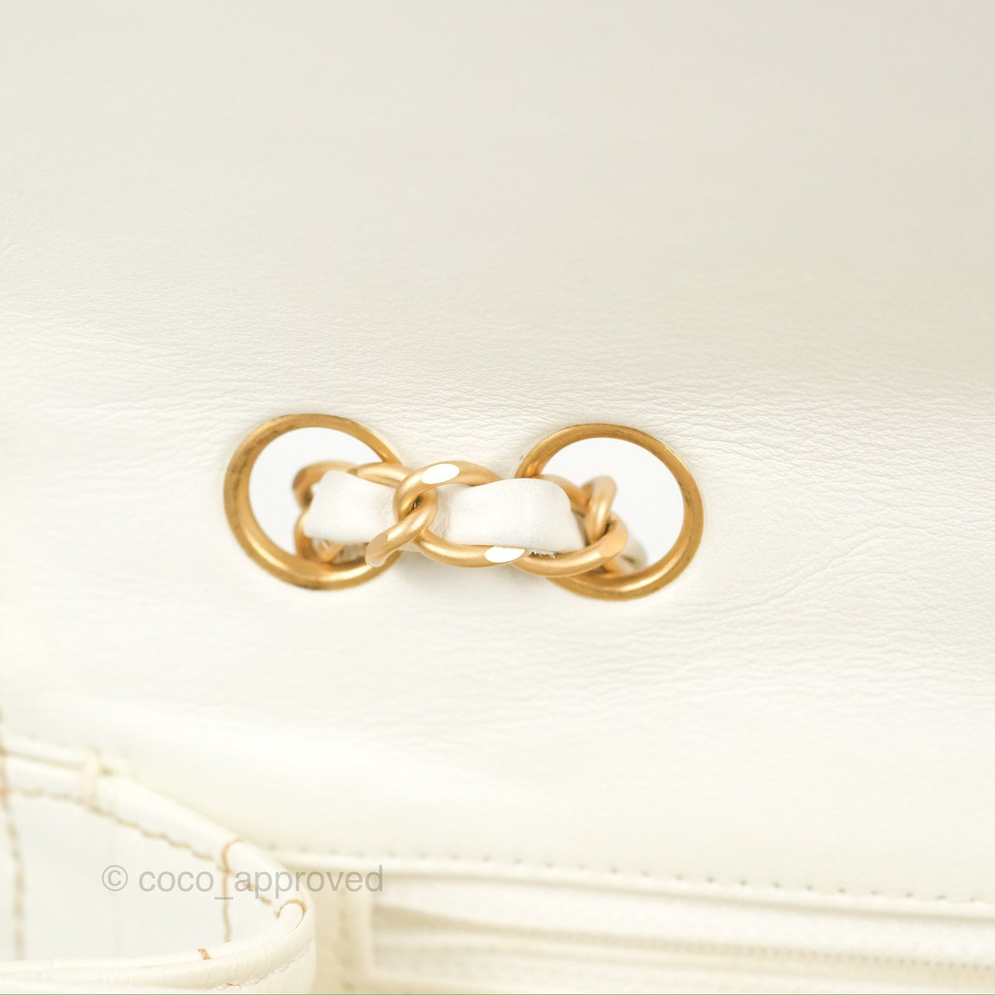 Chanel Small Tweed Flap Bag White Aged Gold Hardware