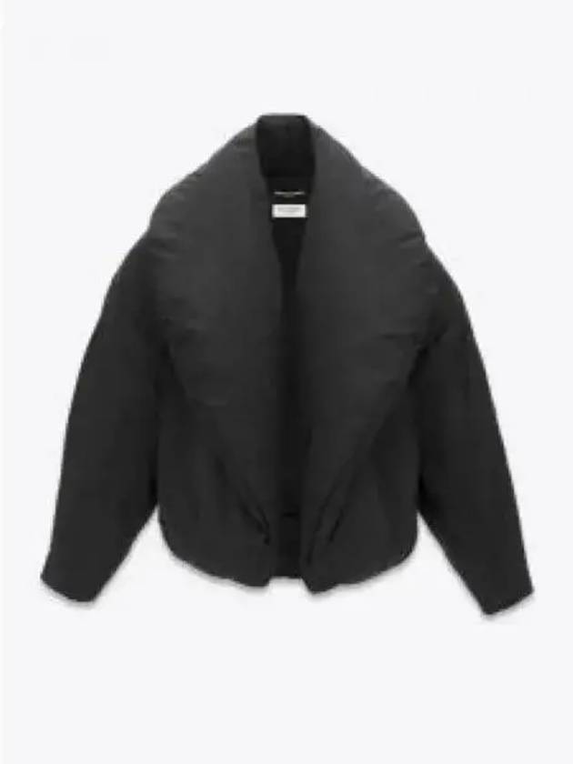 Luxury Saint Laurent Cropped Puffer Silk Taffeta Jacket Black