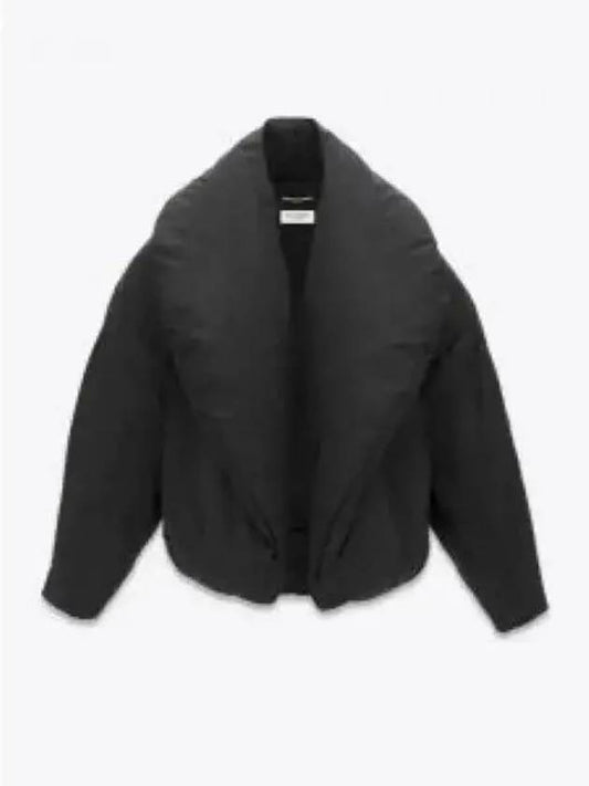 Luxury Saint Laurent Cropped Puffer Silk Taffeta Jacket Black