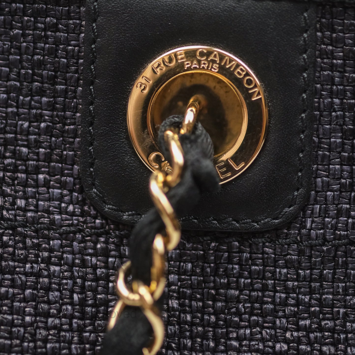 Chanel Medium Deauville Tote Black Canvas Gold Hardware