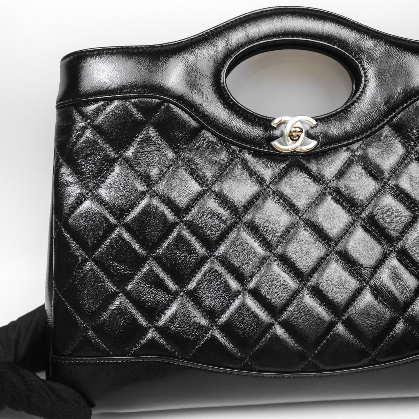 Chanel 31 Medium Hobo Black Shiny Crumpled Lambskin Gold Hardware 24S