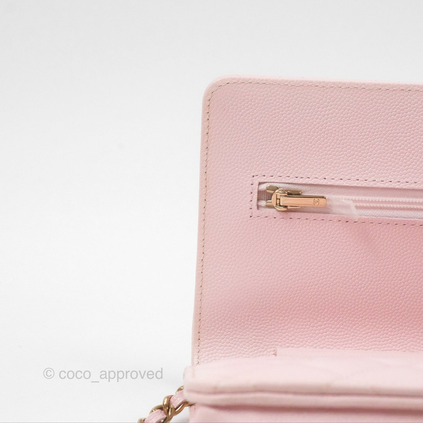 Chanel Quilted Classic Wallet on Chain WOC Pink Caviar Gold Hardware
