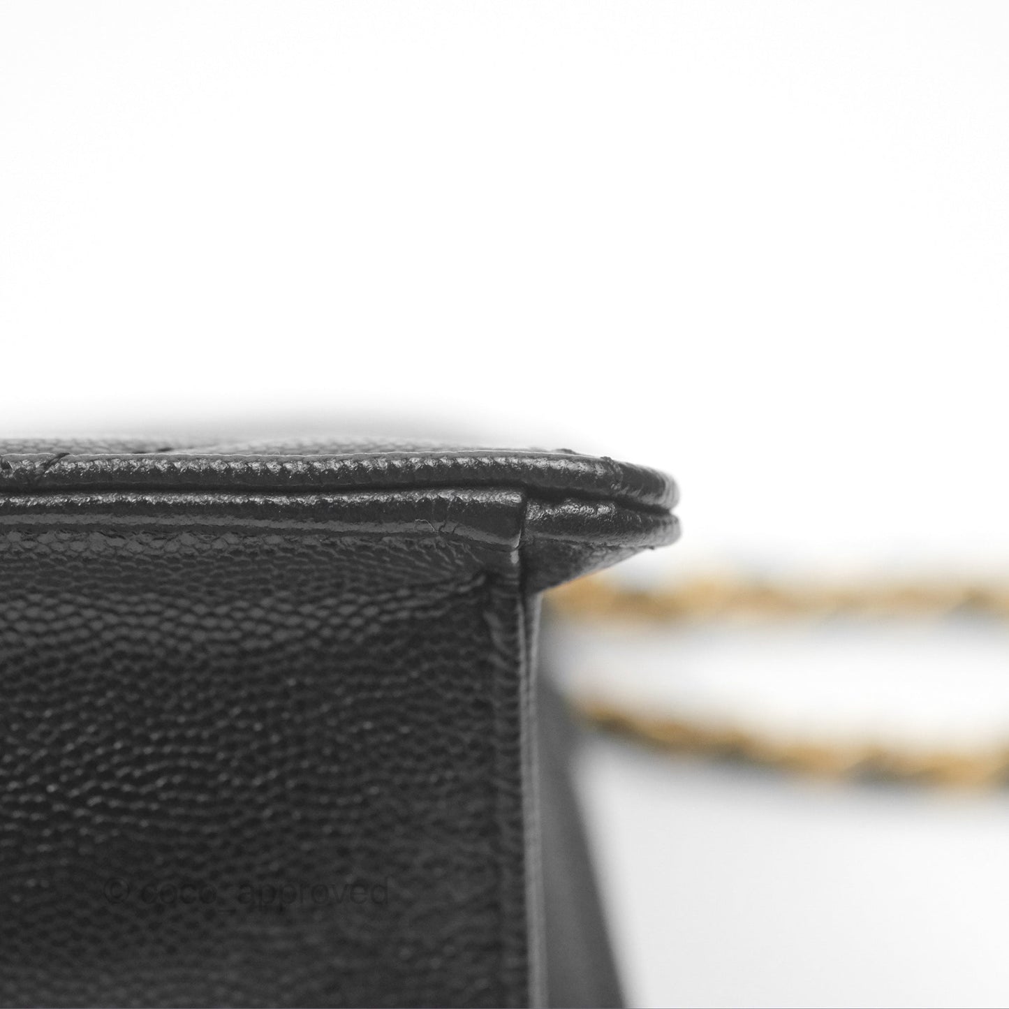 Chanel Chain Flap Bag Black Caviar Aged Gold Hardware 23A