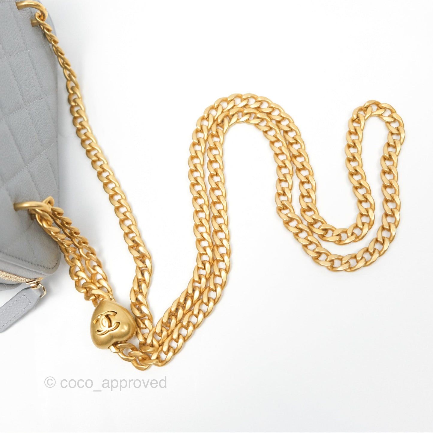 Chanel Vanity with Heart Adjustable Chain Grey Caviar Aged Gold Hardware