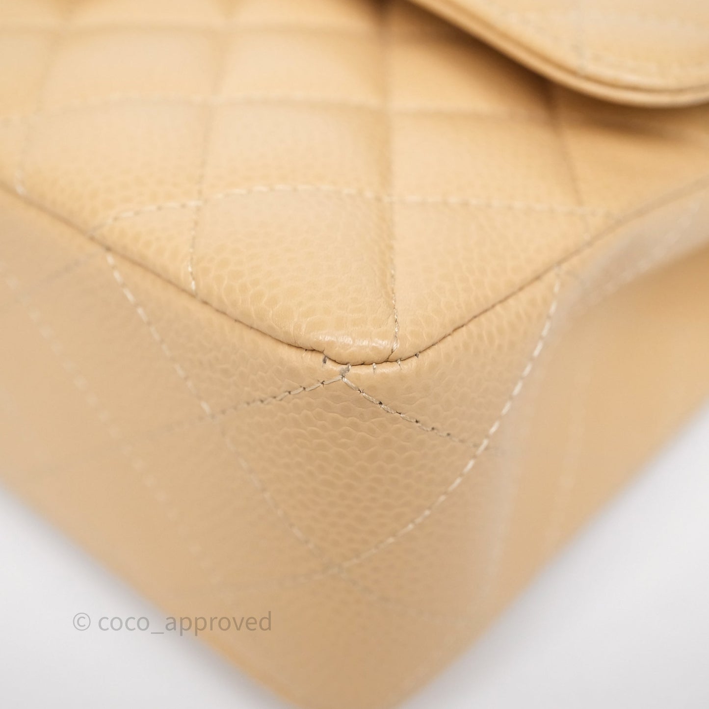 Chanel Small Classic Flap Quilted Beige Caviar Gold Hardware