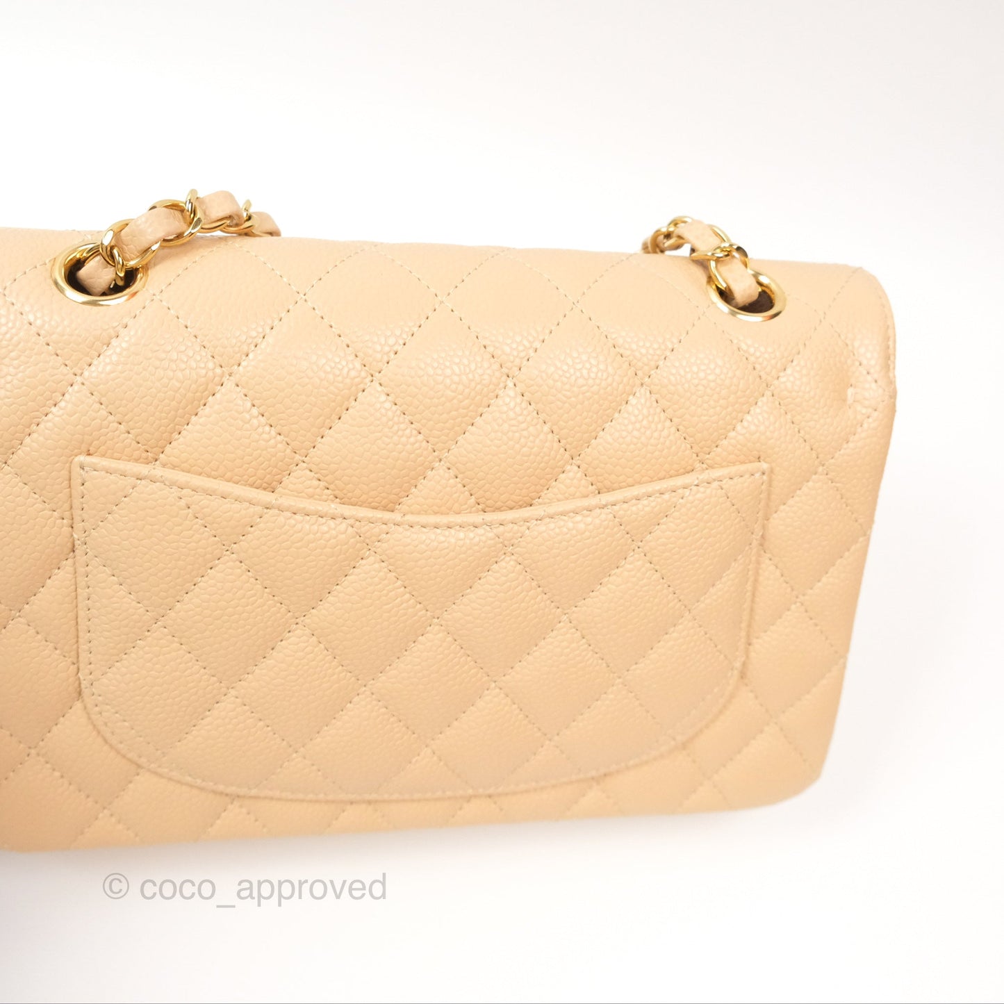 Chanel Small Quilted Classic Flap Beige Caviar Gold Hardware