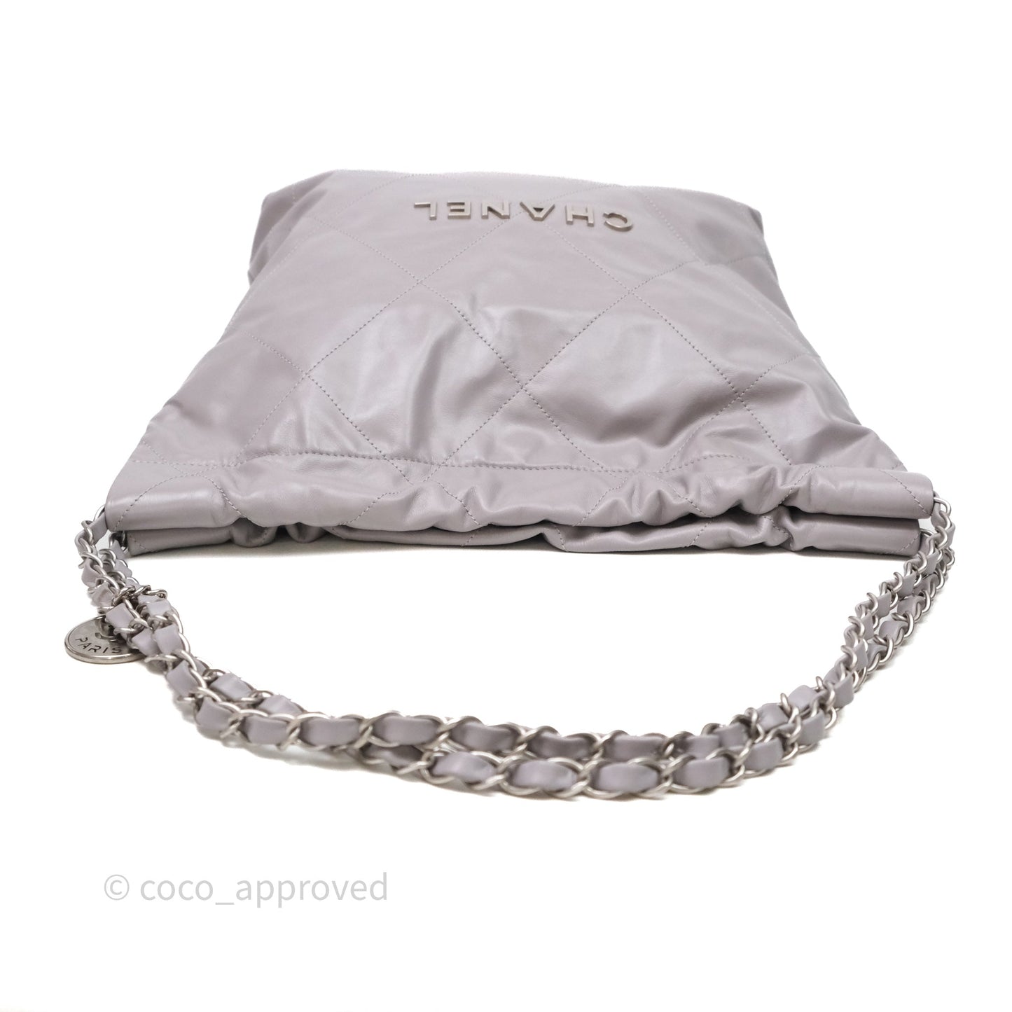 Chanel 22 Small Grey Aged Calfskin Matte Silver Hardware