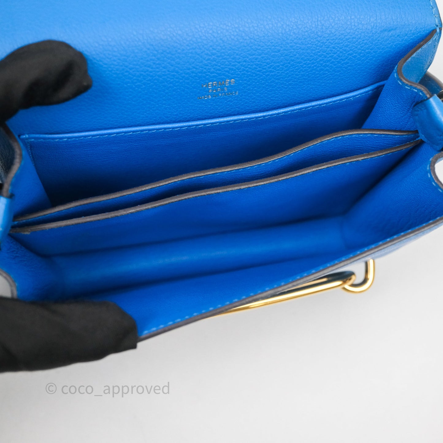 Hermès Roulis Mini 18 Bleu Zanzibar B3 Evercolor Gold Hardware