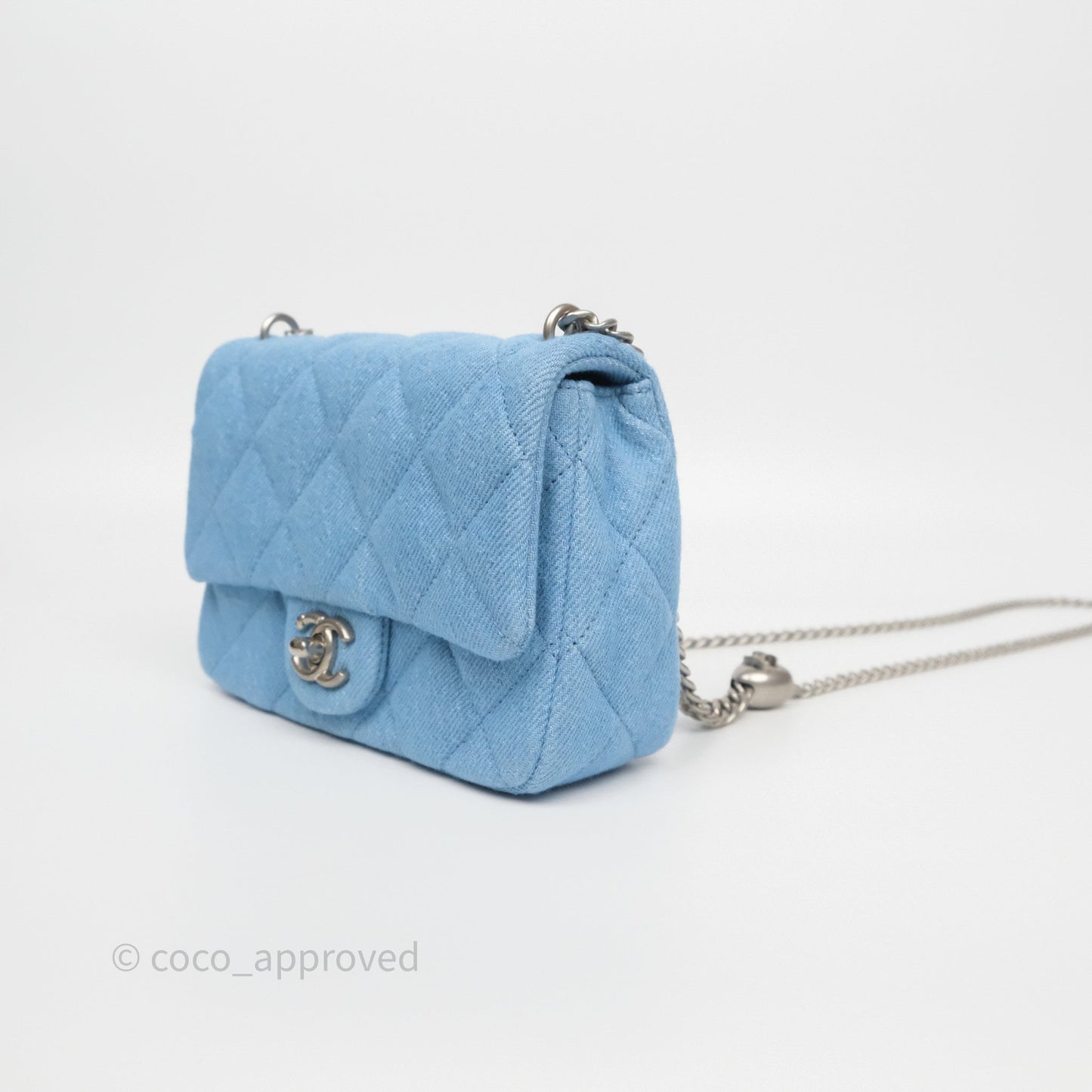 Chanel Heart Crush Mini Flap Bag Blue Denim Aged Silver Hardware