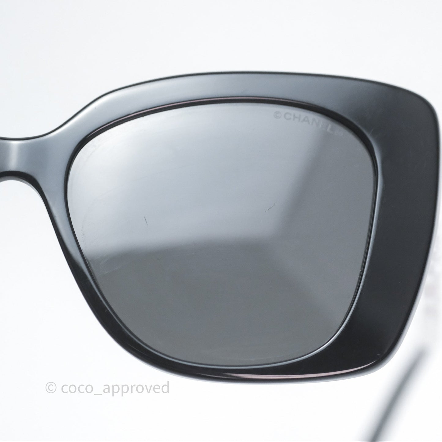 Chanel Acetate Strass Square Polarized Sunglasses Black/ White