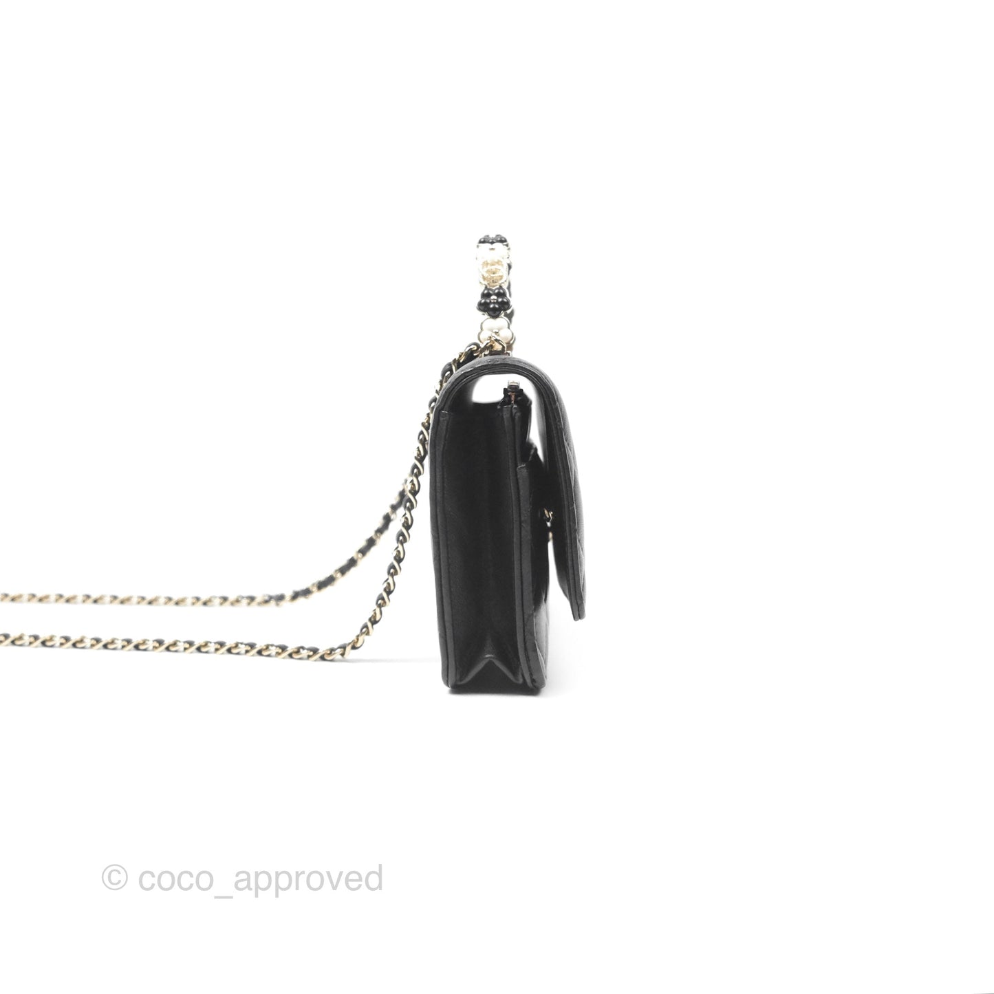 Chanel Camellia Handle WOC with Chain Black Lambskin 23K