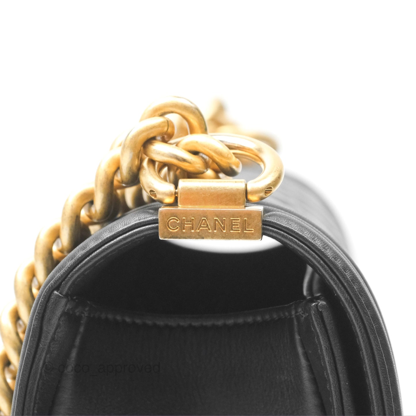 Chanel Quilted Medium Boy Black Calfskin Aged Gold Hardware