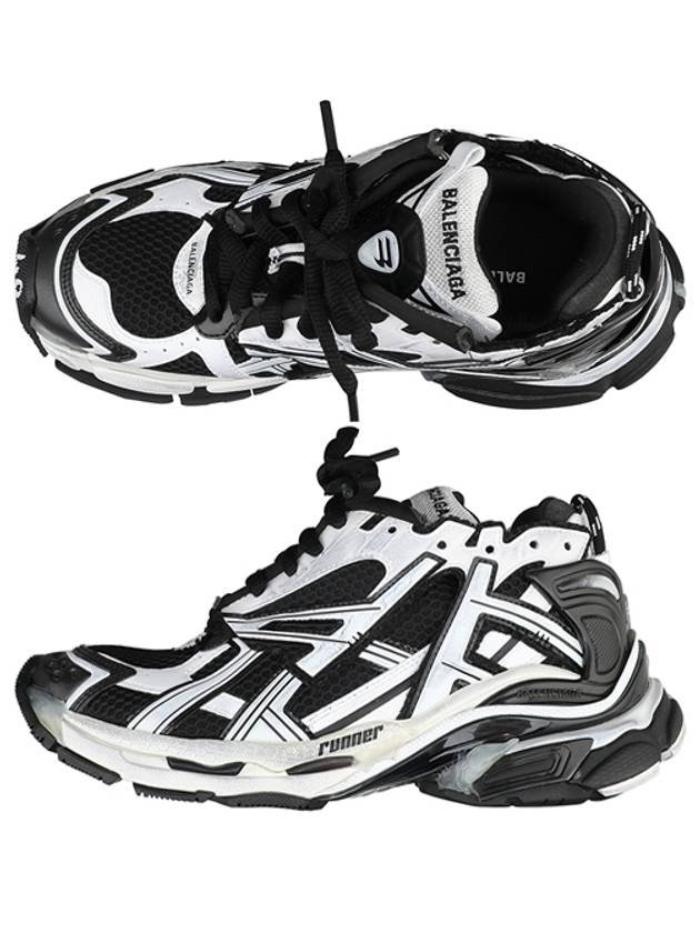 Luxury Balenciaga Men's Runner Low Top Sneakers White Black