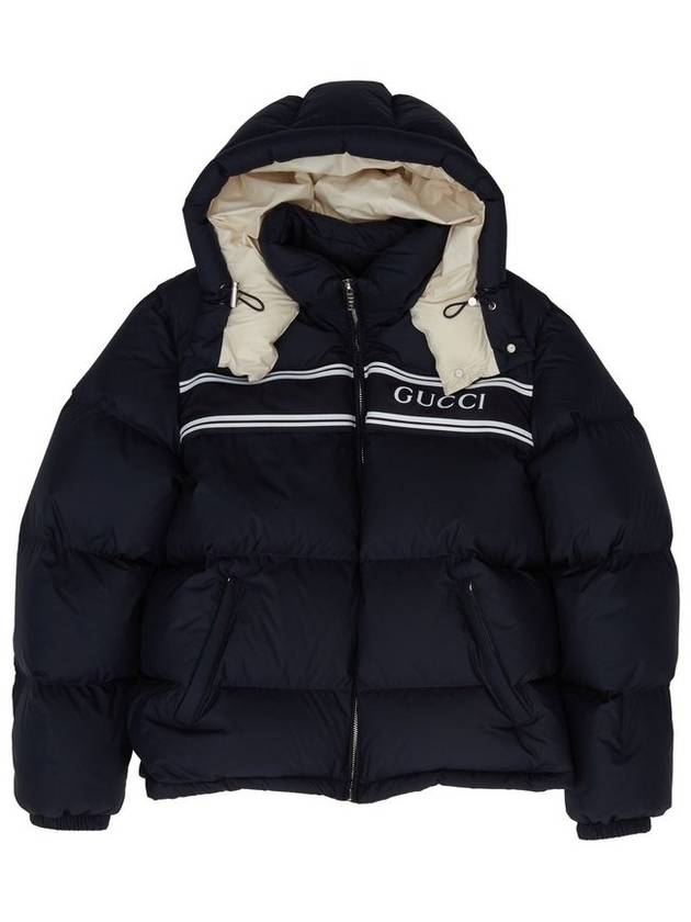Luxury Gucci Trending 2025 Stripe Logo Print Puffer Padding Navy