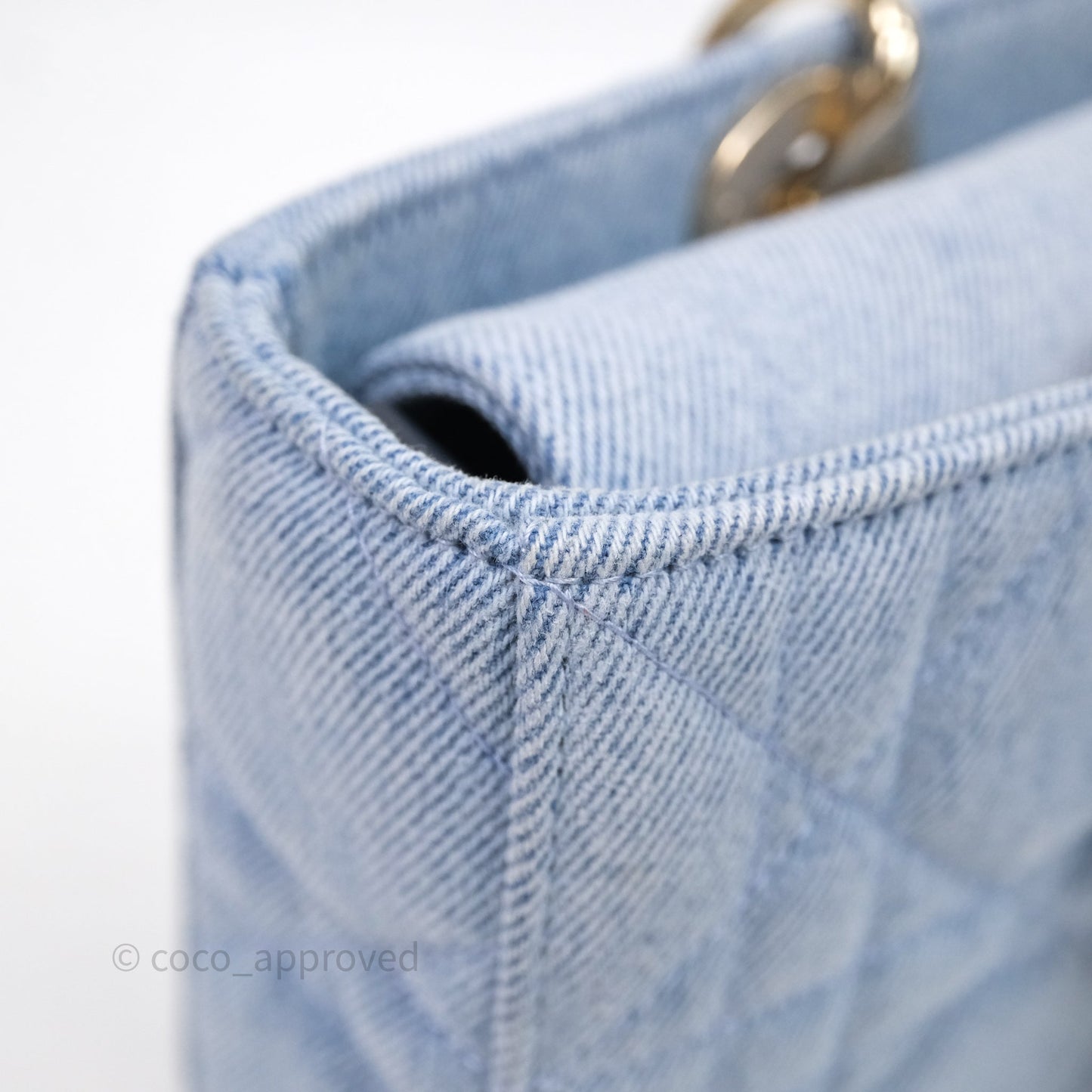 Christian Dior Medium Lady D-Joy Bag Denim Cannage Gold Hardware