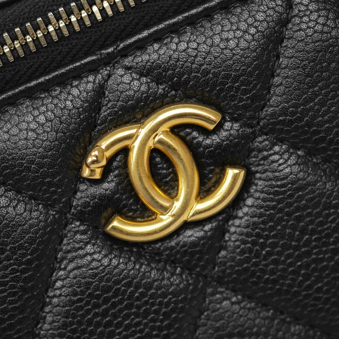Chanel Vanity with Heart Adjustable Chain Black Caviar Aged Gold Hardware