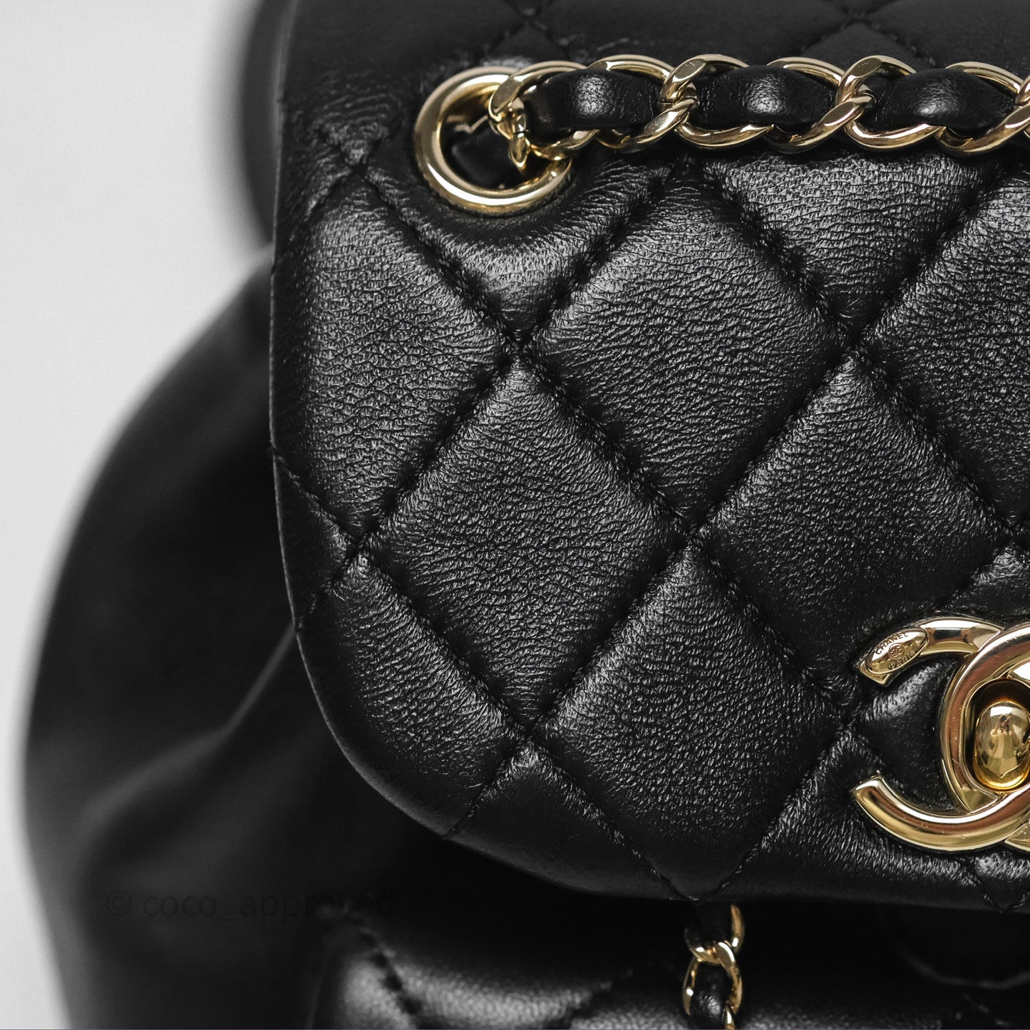 Chanel Small Duma Drawstring Backpack Black Lambskin Gold Hardware