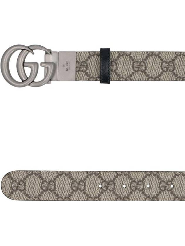 Luxury Gucci Trending 2025 GG Marmont Silver Reversible Thin Belt Beige